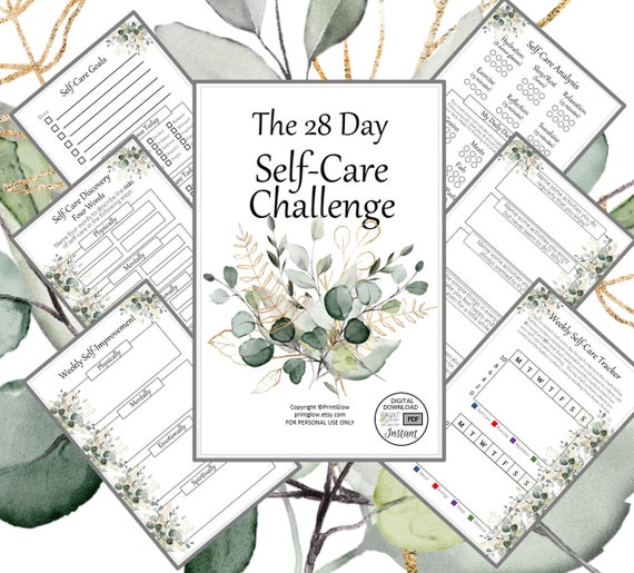 Foliage Self-Care Challenge: Printable | Digital Planner | Self-Care | Journal | Unique Gift | Planner Inserts | Self-Care Journal