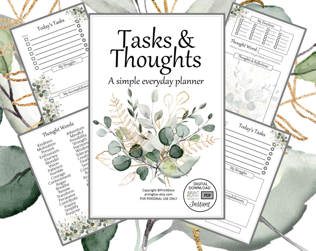 Thinking Tree Planner Foliage Tasks & Thoughts Planner: Printable | Digital Planner | Simple ...