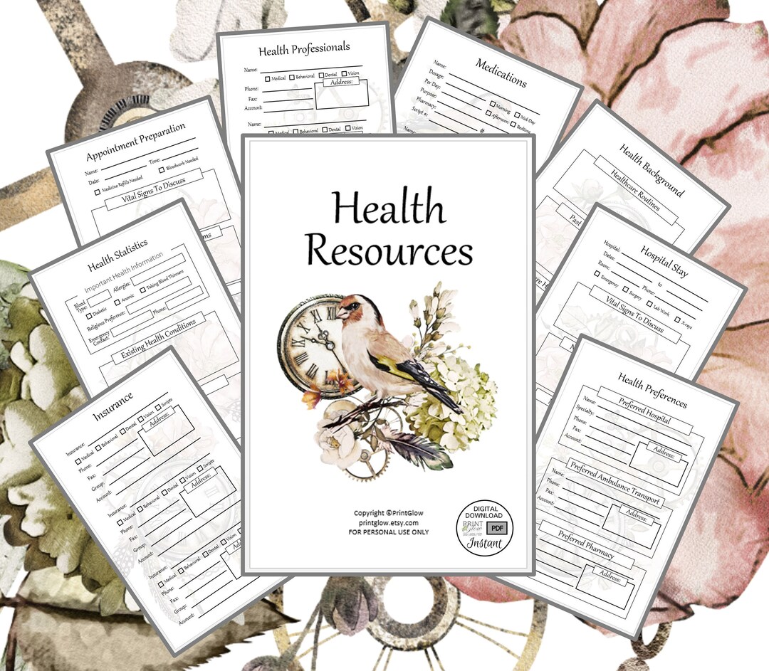 Vintage Health Resources: Printable | Digital | Health Journal | Medical Planner | Unique Gift ...