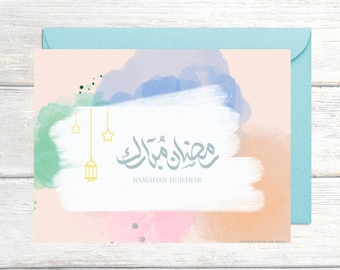 Ramadan Mubarak Card | PRINTABLE DIGITAL | For Family Friends Teacher | Arabic English | Ramadan Decor Gift Greeting Card | Ramadan Kareem