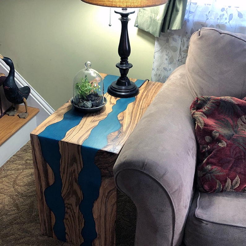 Zebrawood and Resin Waterfall End Table Etsy