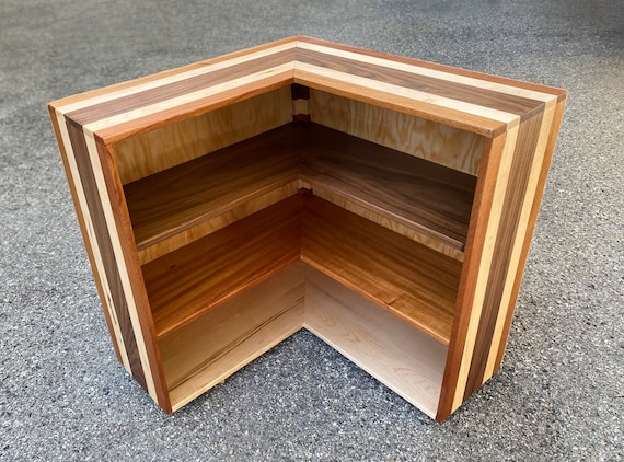 Hardwood Corner Bookcase Etsy