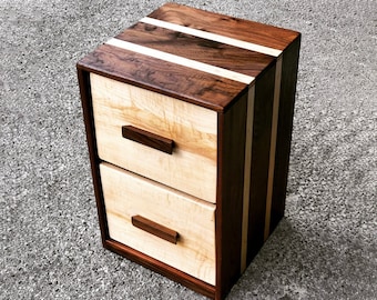 Hardwood Dresser and Nightstand with Inlays