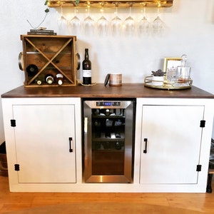 Barn Door Cabinet with Mini Fridge and Microwave