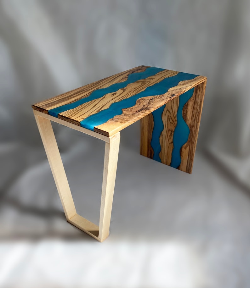 Zebrawood and Resin Waterfall End Table Etsy