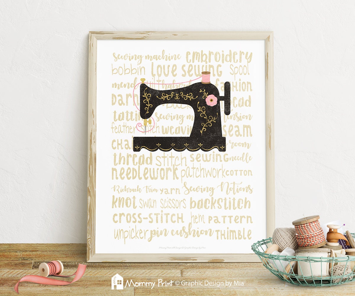 Sewing Words Sewing Machine Digital Wall Art Sewing Room Etsy