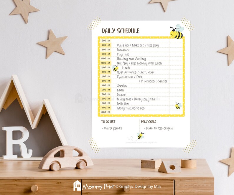 Kids Daily Schedule Bee Planner Daily Routine Schedule Etsy