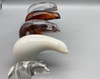 Vintage Wedgwood glass polar bear paperweights