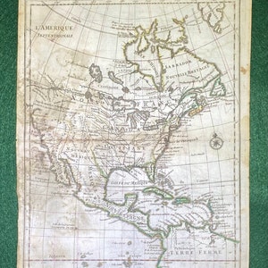 Mapa original de Le Rouge de las colonias francesas en América del Norte 1748