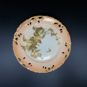Charles Field Haviland hand decorated and gilded fin de siècle cake plate