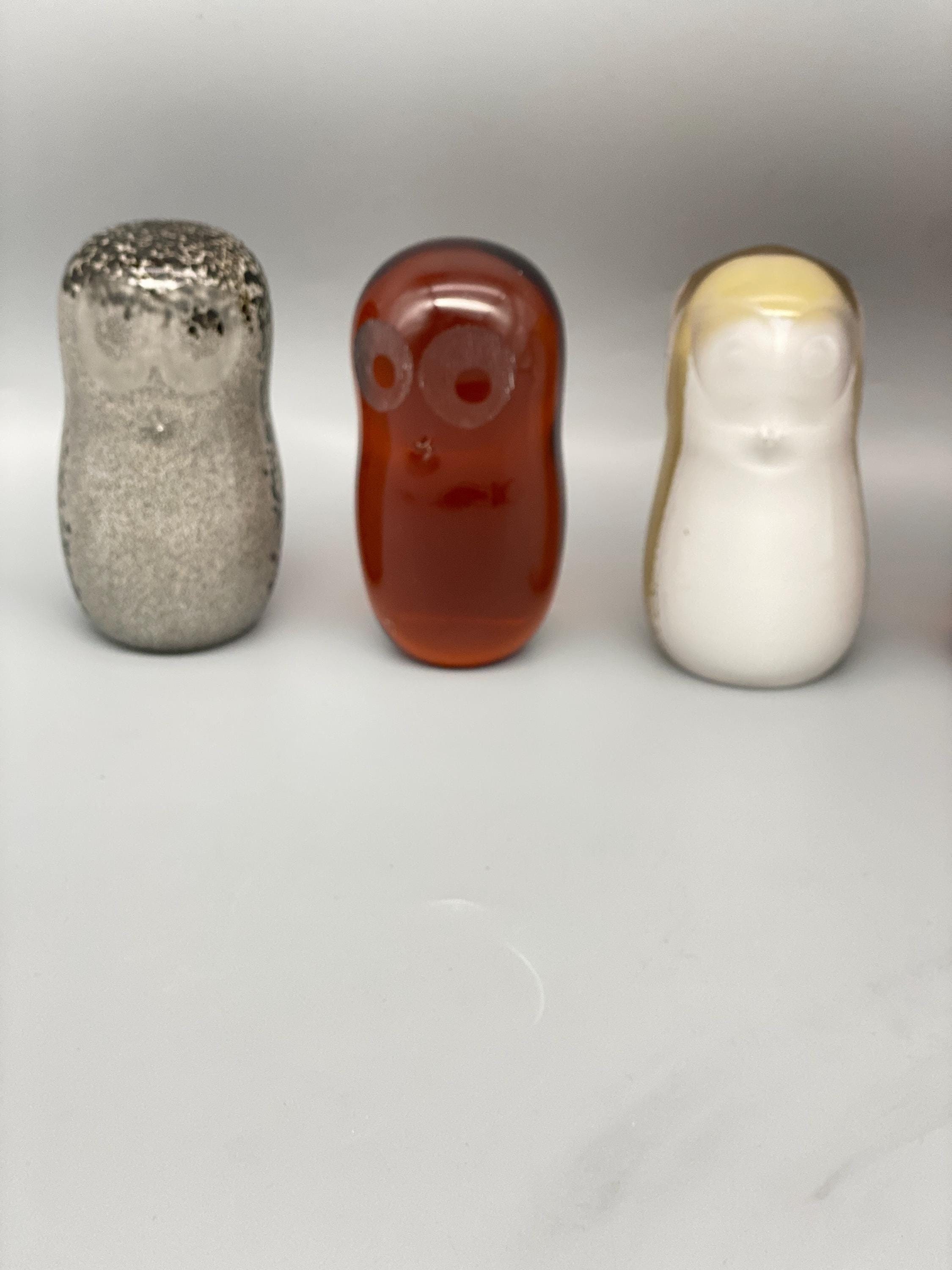 Vintage Wedgwood glass owl paperweights