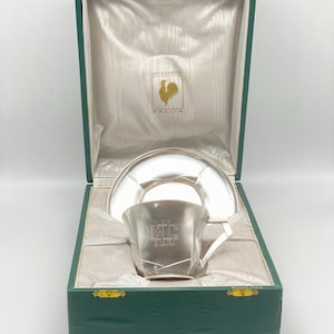 Christofle Gallia Art Deco cafe au lait cup and saucer in very rare original packaging