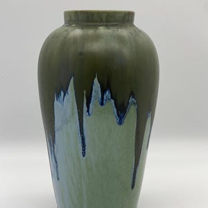 French Art Deco Denbac stoneware vase with flown glazes