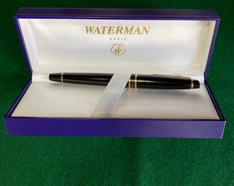 Stylo plume Waterman Expert 2 en noir et or des années 1990