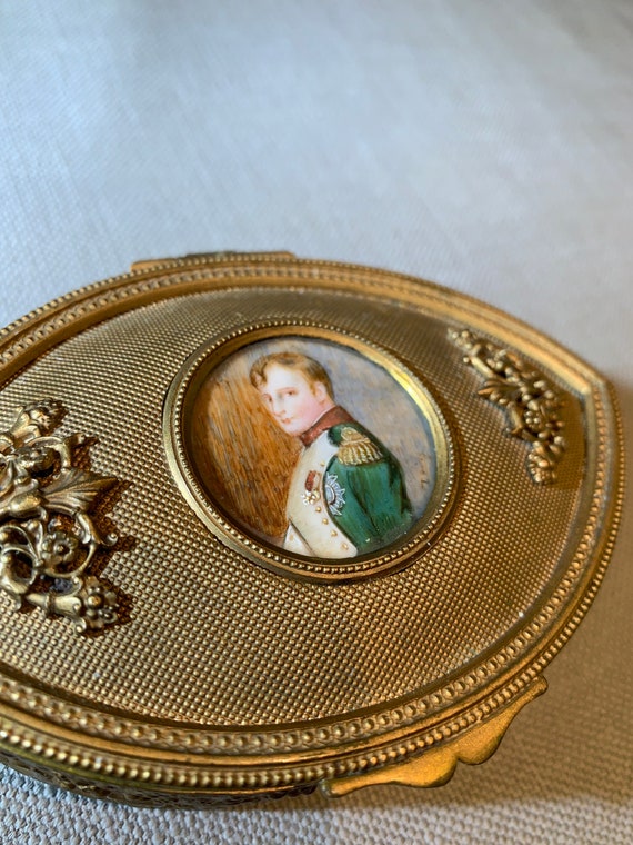 Napoleon miniature portrait on ormolu brass casket - image 6