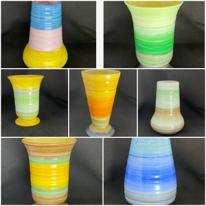 Shelley Harmony hand painted Art Deco miniature vases circa 1935