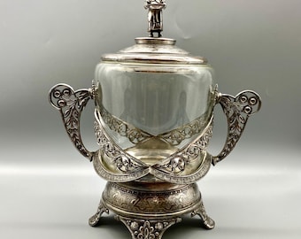 American 1870s Simpson Hall & Miller aesthetic movement ice bucket or cookie jar