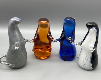 Vintage Wedgwood glass otter paperweights