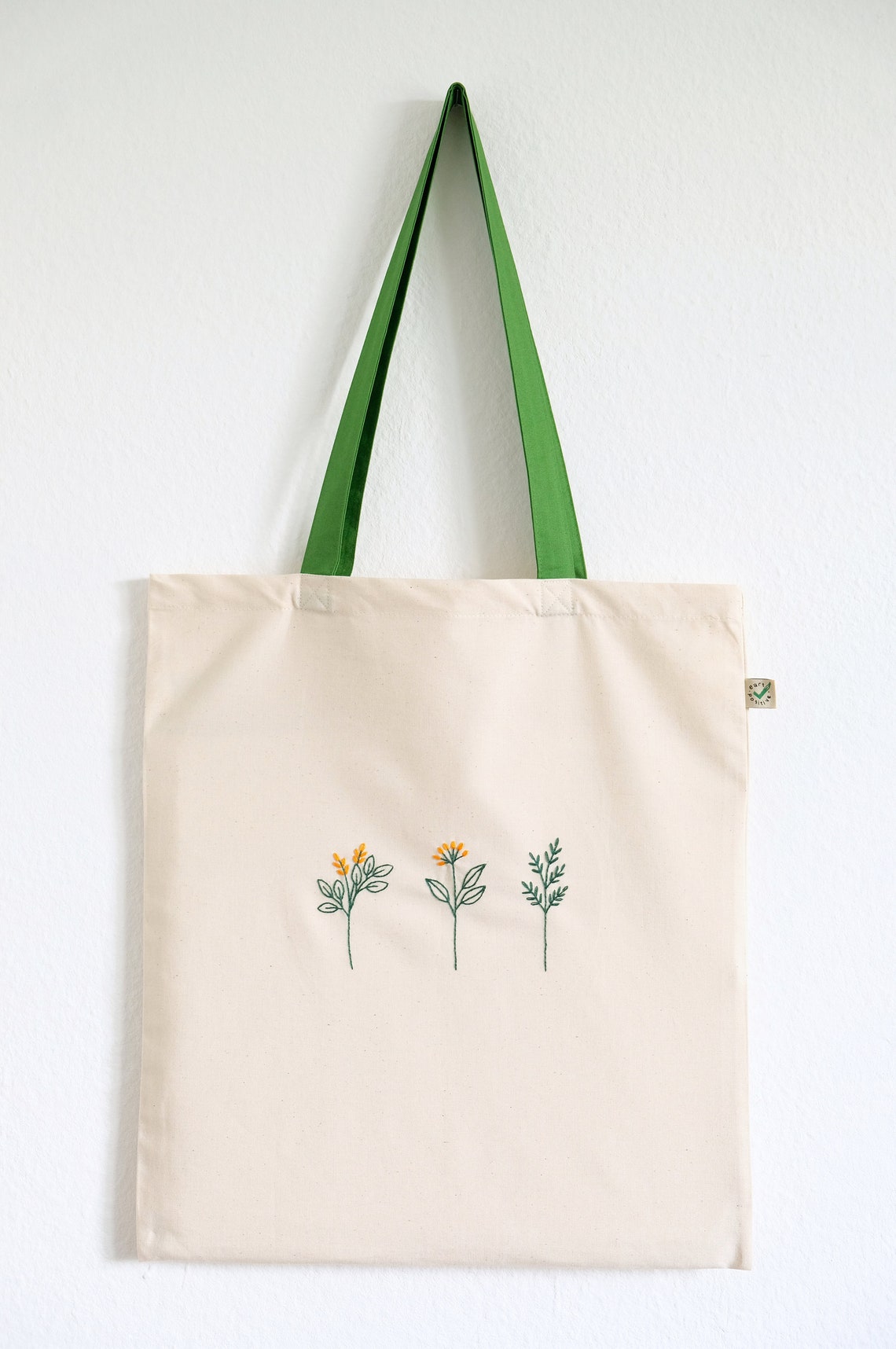 Embroidered Tote Bag Wild Flowers Botanical Organic Cotton - Etsy