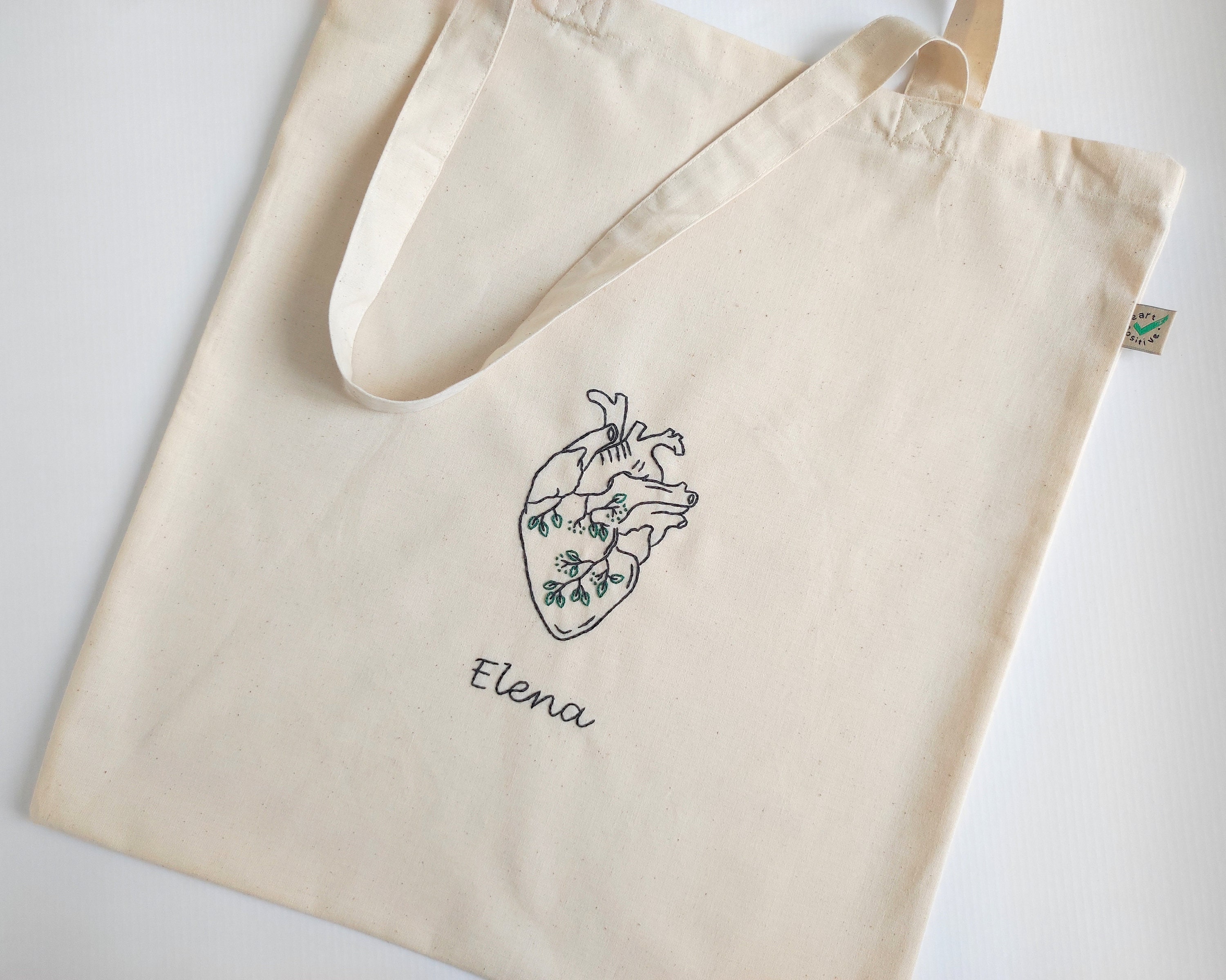 Personalized Heart Name Cotton Canvas Tote Bag – The Cotton