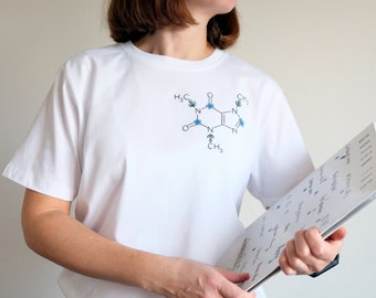 Hand embroidered shirt Caffeine molecule