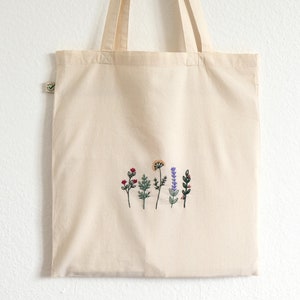 Bolso tote de flores bordado a mano, bolso de compras floral Tote bag 1