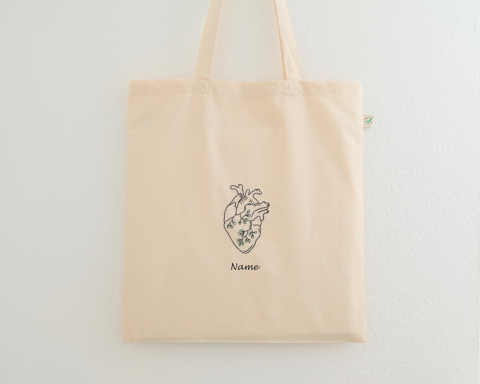 Embroidered Tote Bag Anatomical Heart Personalized Cotton | Etsy
