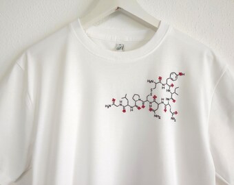 Hand Embroidered Oxytocin Molecule Shirt - Science-Inspired Gift