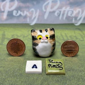 Miniature Ceramic Tabby Cats. Cute Animal Characters Sold Individually ...