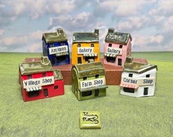 Miniature Ceramic Village Shops. Limited Edition Collectables. Cute Handcrafted Mini Artworks by Penny Howarth