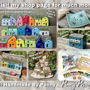 Miniature Ceramic Rainbow Row 4 House Cobblestone Street. Designer Artwork by Penny Howarth. Limited Edition Collectable Pottery Homes image 10