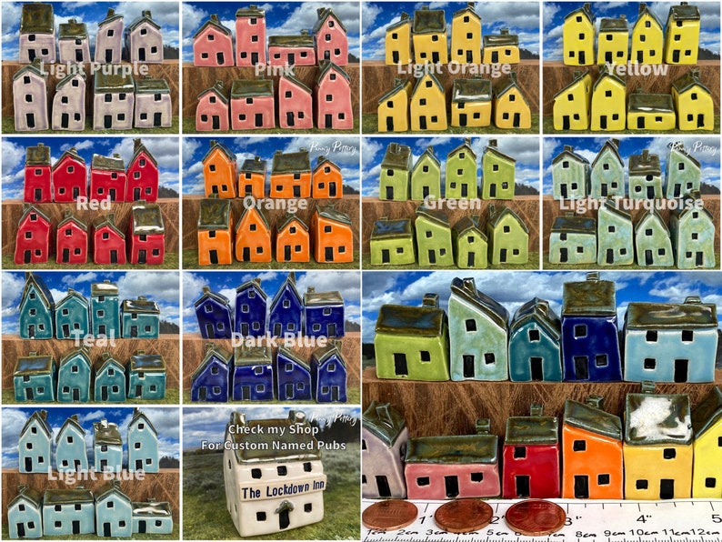 Miniatyr keramik med "Ditt namn"-motiv, gammal brittisk pub / värdshus / bar / butik. Liten, medelstor, stor storlek. Unik, skräddarsydd och handgjord på beställning av Penny. bild 9