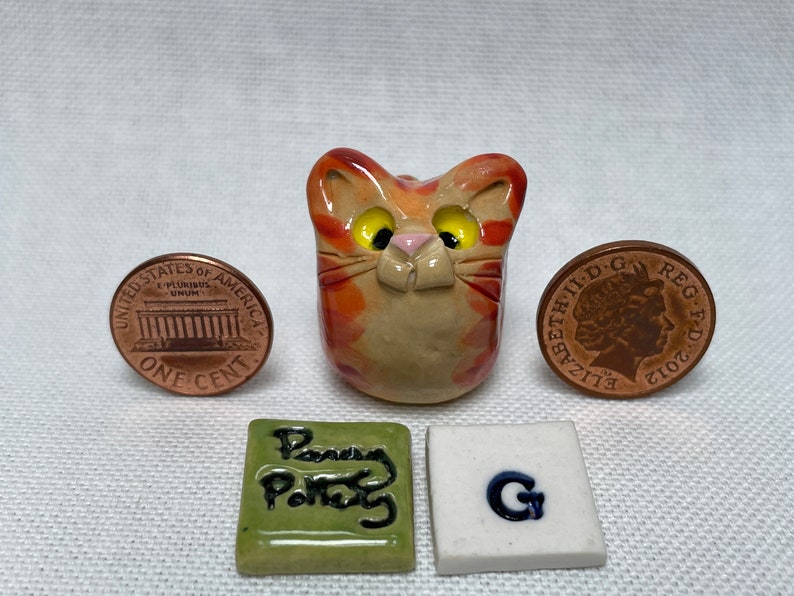 Miniature Ceramic Ginger Cats. Cute Feline Characters Sold Individually ...