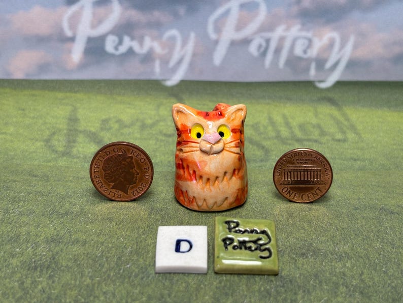 Miniature Ceramic Ginger Cats. Cute Feline Characters Sold Individually ...