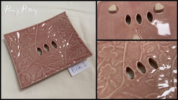 Ring or Key Dish Flower Patterned Handmade Ceramic Soap Bathroom Accessories Various Colours Ring or Key Dish Flower Patterned Handmade Ceramic Soap Bathroom Accessories Various Colours