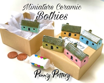 Miniature Ceramic Bothy in Gift Box. A handmade Penny Howarth Original. High-Fired Stoneware Ceramic. Mini House Collectable. 5 Wall Colours
