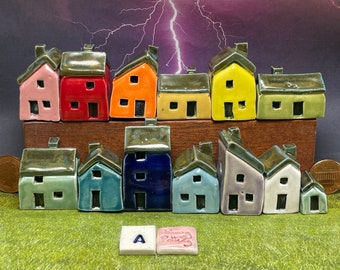 Earthquake Avenue - B Grade Miniature Ceramic House Sets - “Seconds” with Fine Cracks and/or Blemishes - Discounted Handmade art by Penny
