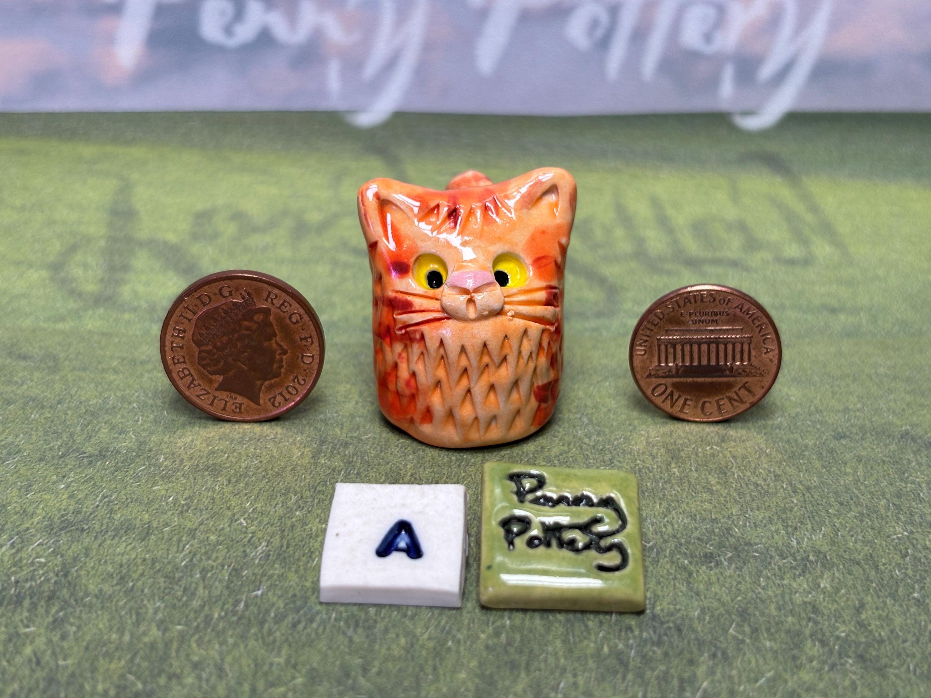 Miniature Ceramic Ginger Cats. Cute Feline Characters Sold Individually ...