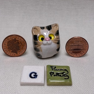 Miniature Ceramic Tabby Cats. Cute Animal Characters Sold Individually ...