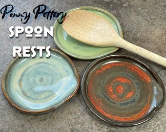 Spoon Rests - Handmade Glazed Ceramic in choice of food safe beautiful Bursts of Colour - by Penny