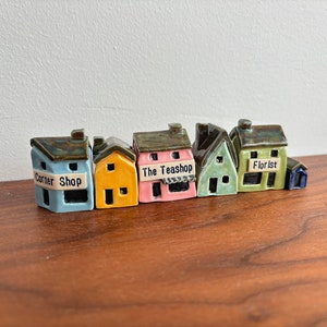 Miniature Ceramic Village Streets. 6 Items. Sets of Collectable Miniature Cottage Houses Designed and Created by UK Artist Penny Howarth
