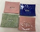 Soap, Ring or Key Dish - Flower Patterned Handmade Ceramic - Bathroom Accessories - Various Colours