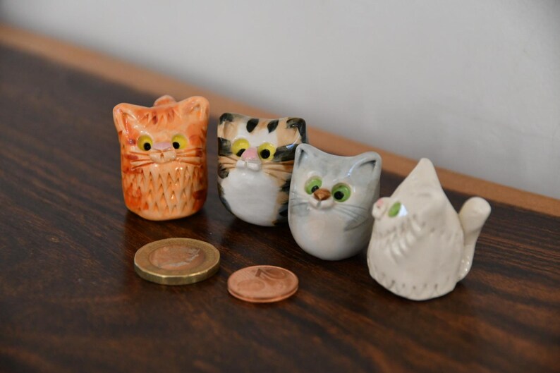 Miniature Ceramic Ginger Cats. Cute Feline Characters Sold Individually ...