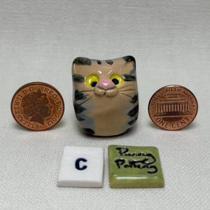 Miniature Ceramic Tabby Cats. Cute Animal Characters Sold Individually ...