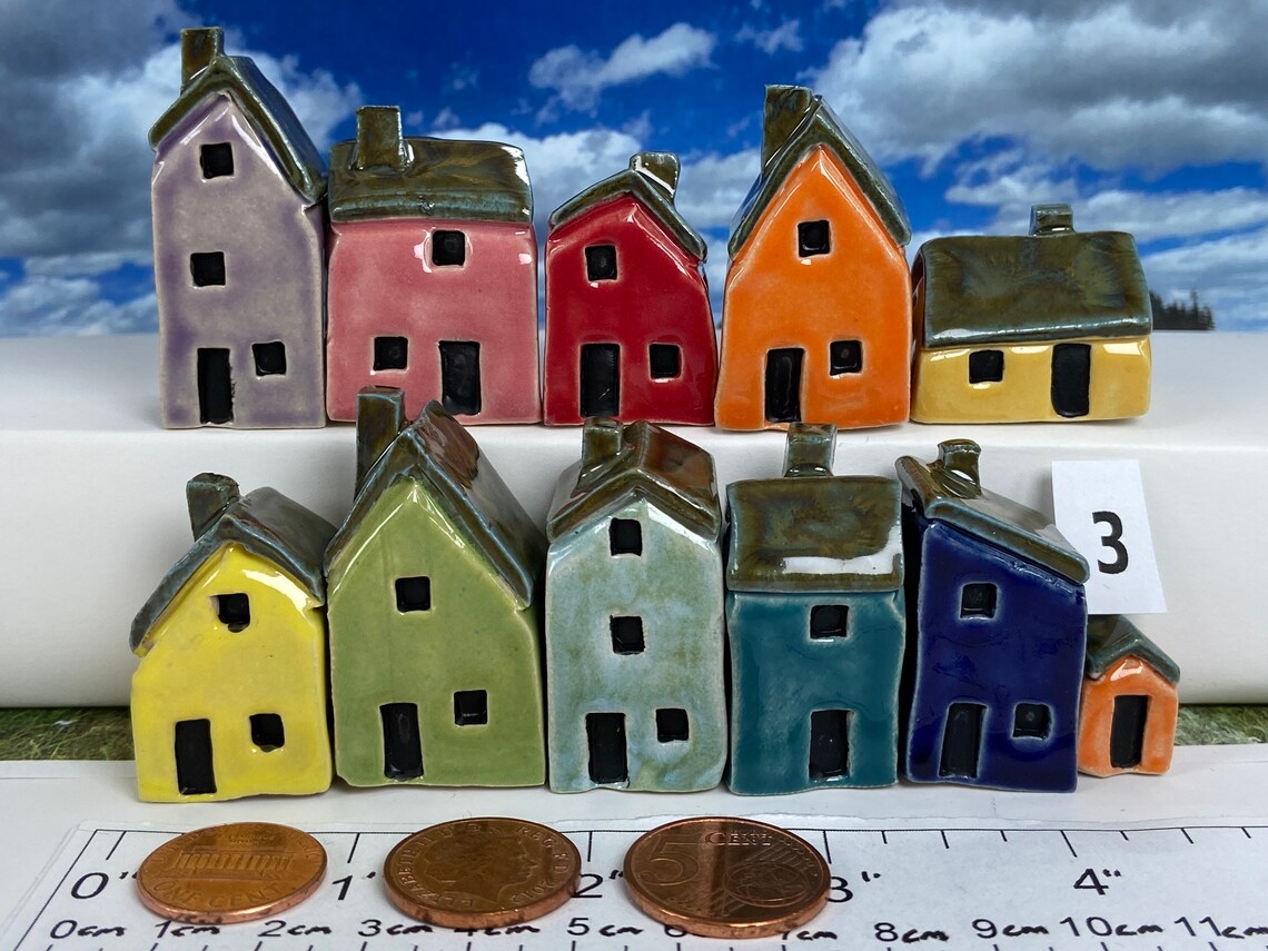 Sets of 10 Miniature Ceramic Houses 1 Shed / Kennel. Etsy