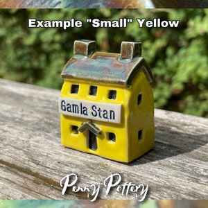 Miniatyr keramik med "Ditt namn"-motiv, gammal brittisk pub / värdshus / bar / butik. Liten, medelstor, stor storlek. Unik, skräddarsydd och handgjord på beställning av Penny. bild 2