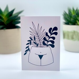 Plant Card// greetings card// nudity// body positivity//send a smile// vase// illustration//