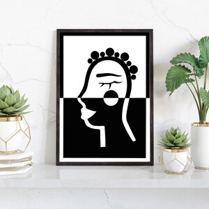 impression faciale abstraite// Noir et blanc// dessin au trait// monochrome// illustration