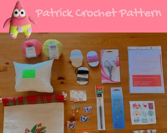 Kit de crochet Patrick l'étoile de mer | Kit de crochet | Modèle anglais Patrick | Prêt à expédier