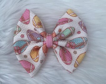 Football hairbow, game day bow, cute sport hair accessory, sport bow for girls, pastel color bow, handmade bow, toddler bow, team spirit bow